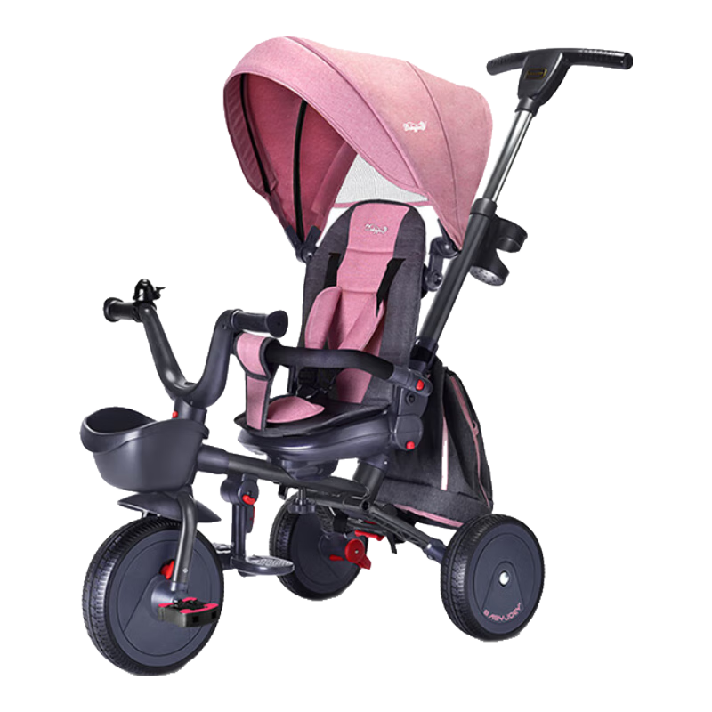 BABYJOEY Children's Tricycle, Foldable Baby Bike for Ages 1-5, Kids' Bicycle TT59, Princess Pink, Baby Gift