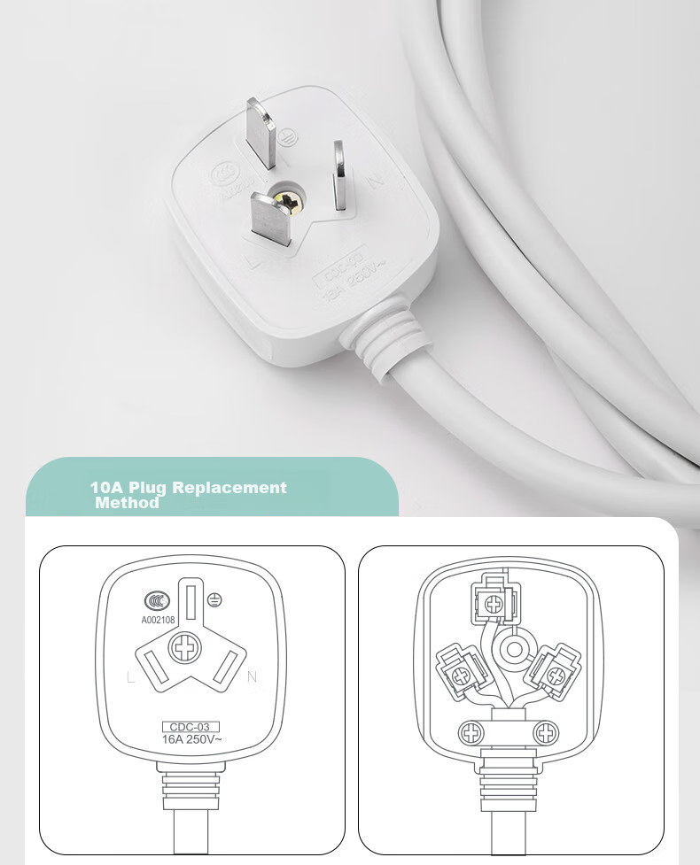 Deli 1.5-Meter 16A Extension Cord with Dust Cover, Electric Vehicle Charging/air Conditioner Plug/high-Power Power Socket Extension Cord/power Strip/power Bar LX4201 6