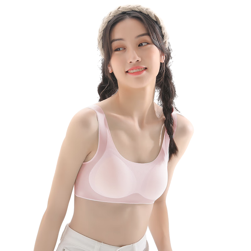 Ailier & ouluola Girls' Underwear, Puberty Bra for Female Students in Middle And High School, Ages 15-16 Small Vest Bra 6252 Pink XL