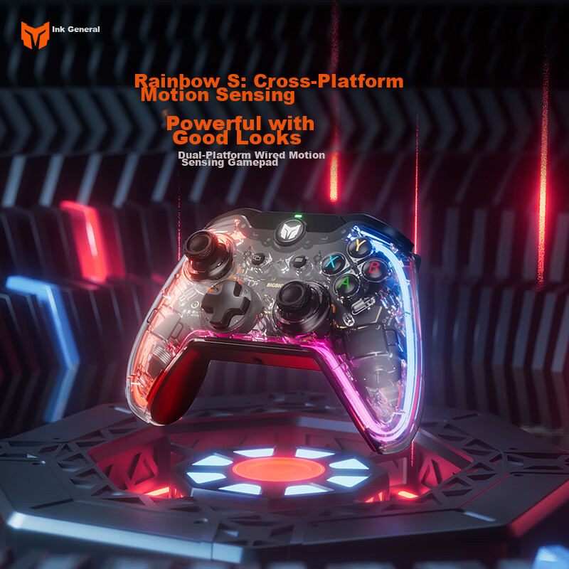 Mojiang Rainbow S Elite Wired Game Controller with Motion Sensing Macro Switch/PC/Steam/IOS Controller for Elden Ring, Horizon Forbidden West, Zelda