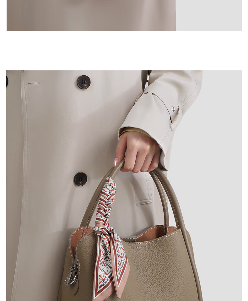 Aiqinghai Top-Grain Leather Handbag for Women, Tote Bag, Shoulder Bag, Crossbody Bag, Light Luxury Birthday Mother's Day Gift, Practical Present for Mom 4