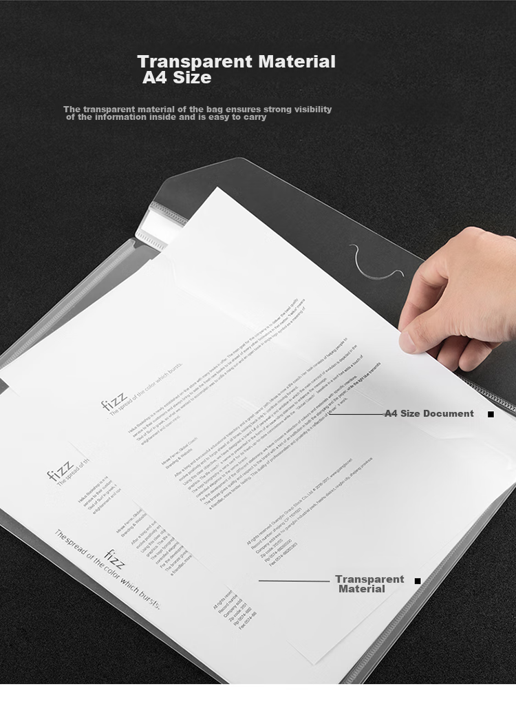 Fizz Transparent File Folders, Pack of 6, A4 Size, Thickened with Snap Buttons, Document Folders with Index Dividers, Exam Paper Storage Folders, Office Supplies, Student Stationery FZ103007 8