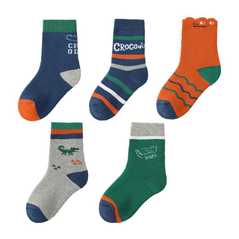 MiiOW Children's Socks Autumn And Winter Boys' Thick Terry Socks Warm Fleece-Lined Cotton Socks for Older Children And Toddlers Mid-Calf Floor Socks Size L