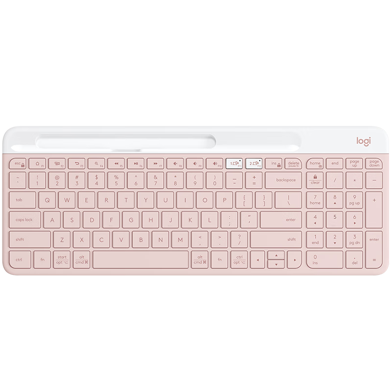 Logitech Fashion Series K580 Wireless Bluetooth Keyboard, Office Keyboard, Portable Ultra-Thin Laptop Keyboard, Tablet Keyboard, Zhuyu Pink, 101 Keys