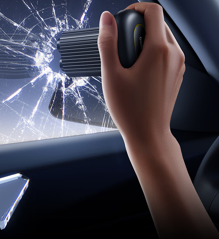 BASEUS Car Window Breaker, Multi-Functional Safety Hammer with Three-In Flashlight And Light for Emergency Rescue, Compatible with Xiaomi 10