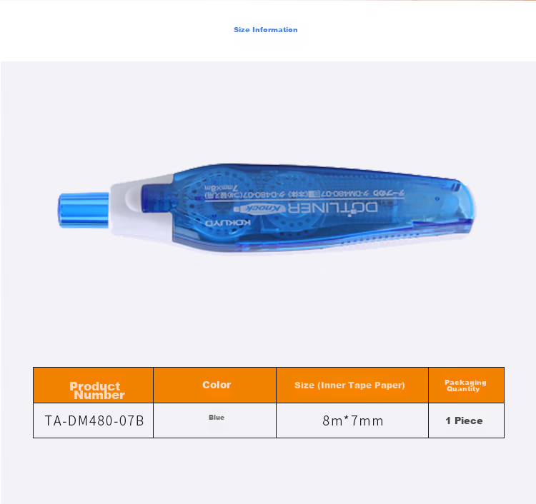KOKUYO Push-Button Pen-Type Strong Double-Sided Tape Body, 7mm X 8m, Blue, 1 Piece, TA-DM480 Digital, One-Handed Operation, Convenient to Use, Strong Adhesio 7