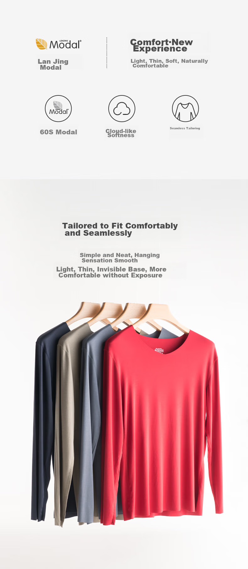 SipianSIPIAN Modal Men's Long-Sleeve Thin Undershirt, Spring And Autumn Seamless Thermal Underwear, Base Layer Shirt, Trendy Top 2