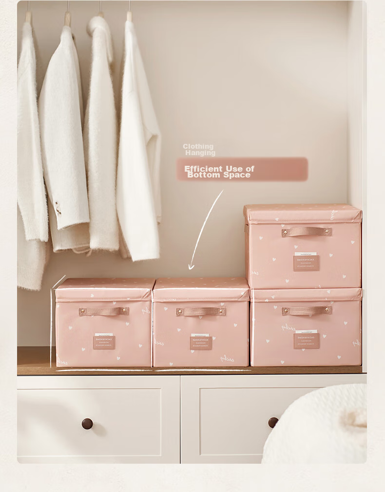 EACHY Foldable Clothes Storage Box, 40L Capacity, Pink Color, 1 Piece 8