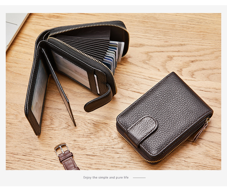 BOSTANTEN Top-Grain Leather Card Holder with Multiple Slots, Accordion Wallet for Men, Coin Purse, Birthday Gift for Husband, Boyfriend, Or Father 6