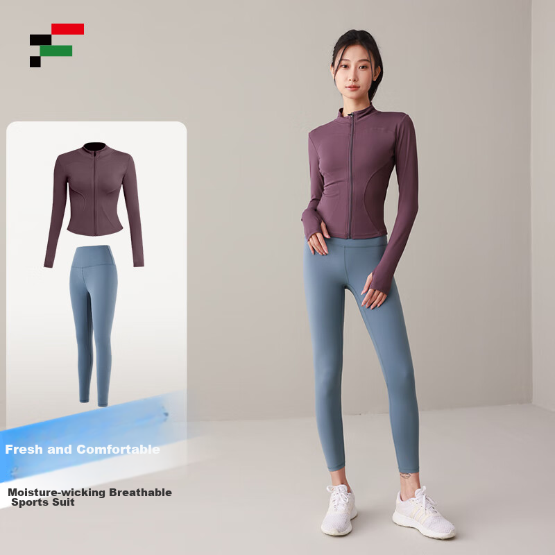 Fandimu Yoga Outfit for Women, Sports Fitness Pilates Slimming Body-Shaping Running Cycling Hiking Badminton Outfit