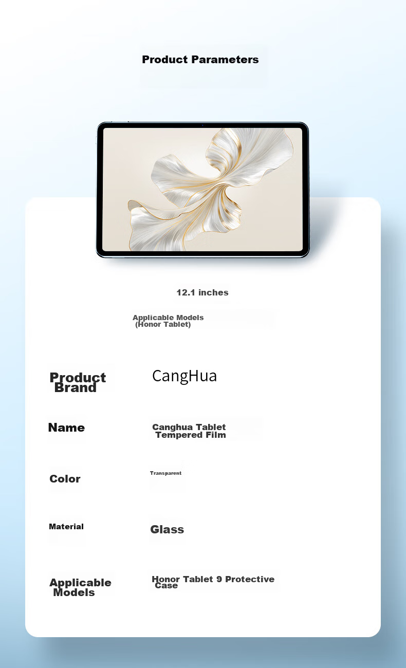 CangHua Tempered Glass Screen Protector for Honor Tablet 9, 12.1-Inch, Compatible with 2023 Honor Tablet 9 Soft Light Edition And Standard Version, Full Screen Protection Film for Computer, High Definition Protective Film 13