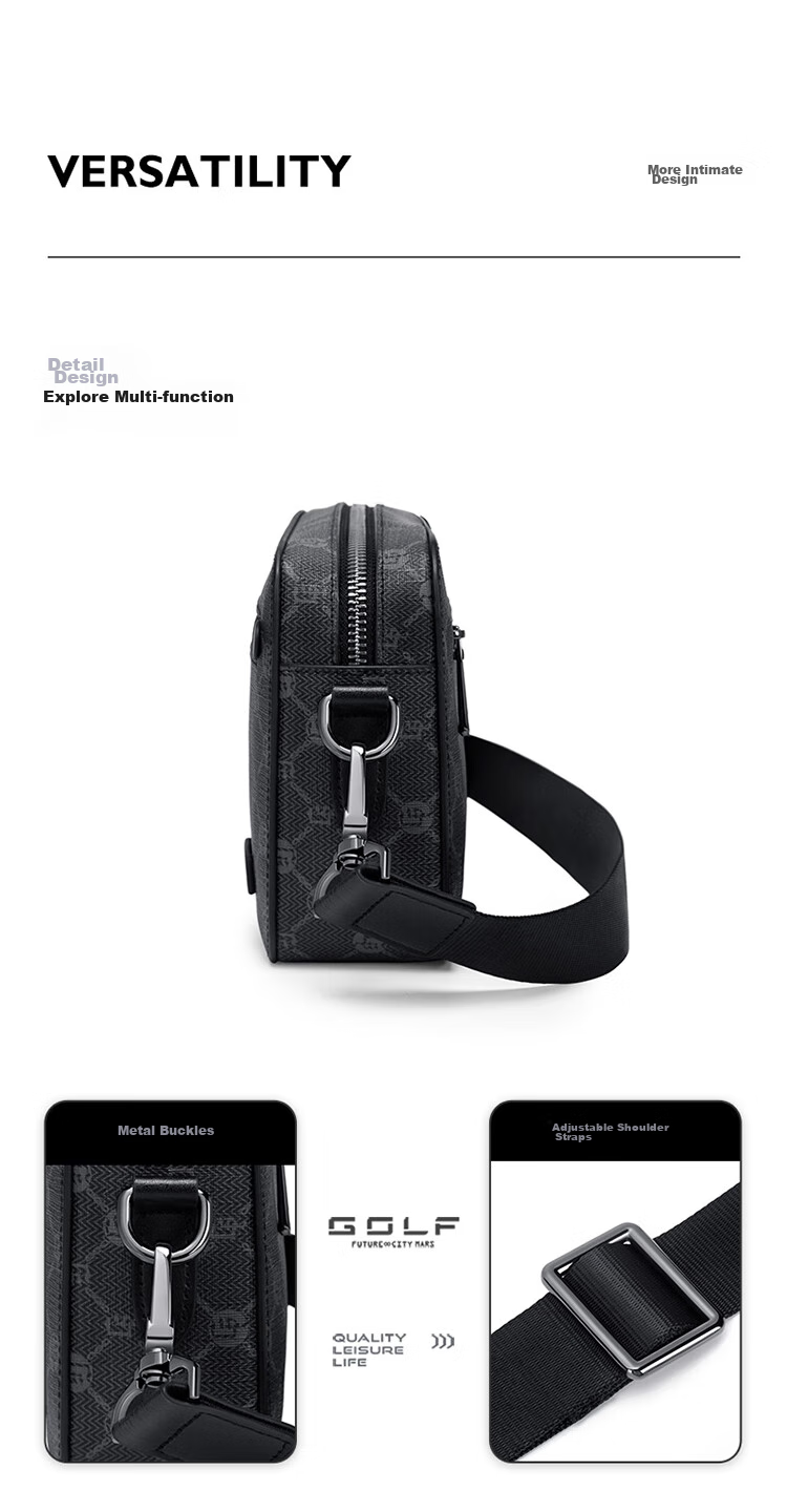 GOLF Shoulder Bag for Men, Printed Crossbody Bag with Multiple Compartments for IPad And Phone, Water-Resistant Business Commuter Bag 11