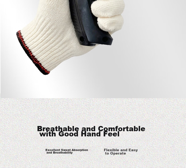 Shengfang Labor Protection Cotton Work Gloves, Fine Yarn Reinforced, Thickened, Non-Slip, Wear-Resistant, for Construction Sites And Workshops, 600 Black, 12 Pairs 6