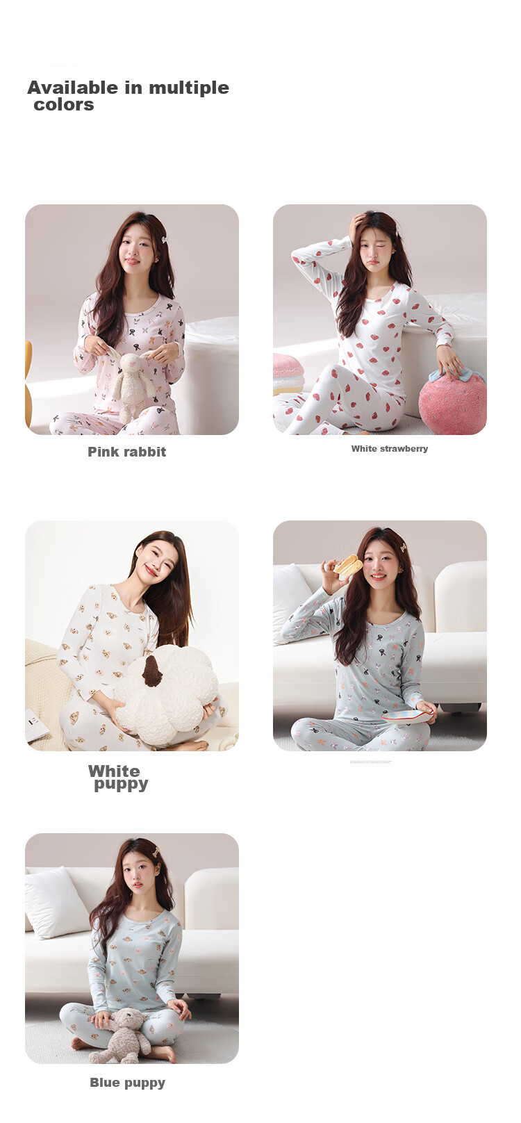 Dushiliren Women's Autumn Underwear Set, Basic Thermal Base Layer, Slim-Fit Printed Sleepwear for Students And Young Girls, Warm Inner Wear 11