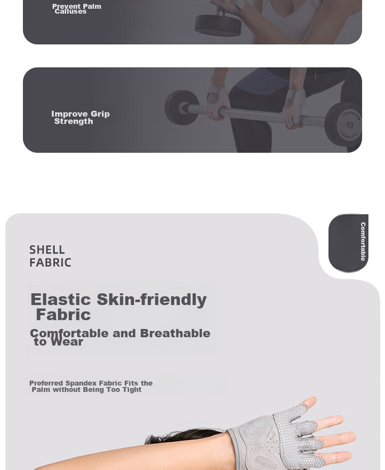 LAC Fitness Gloves for Women, Sports Barbell Dumbbell Cycling Half-Finger Breathable Palm Protection Silicone Non-Slip Quick-Release 3