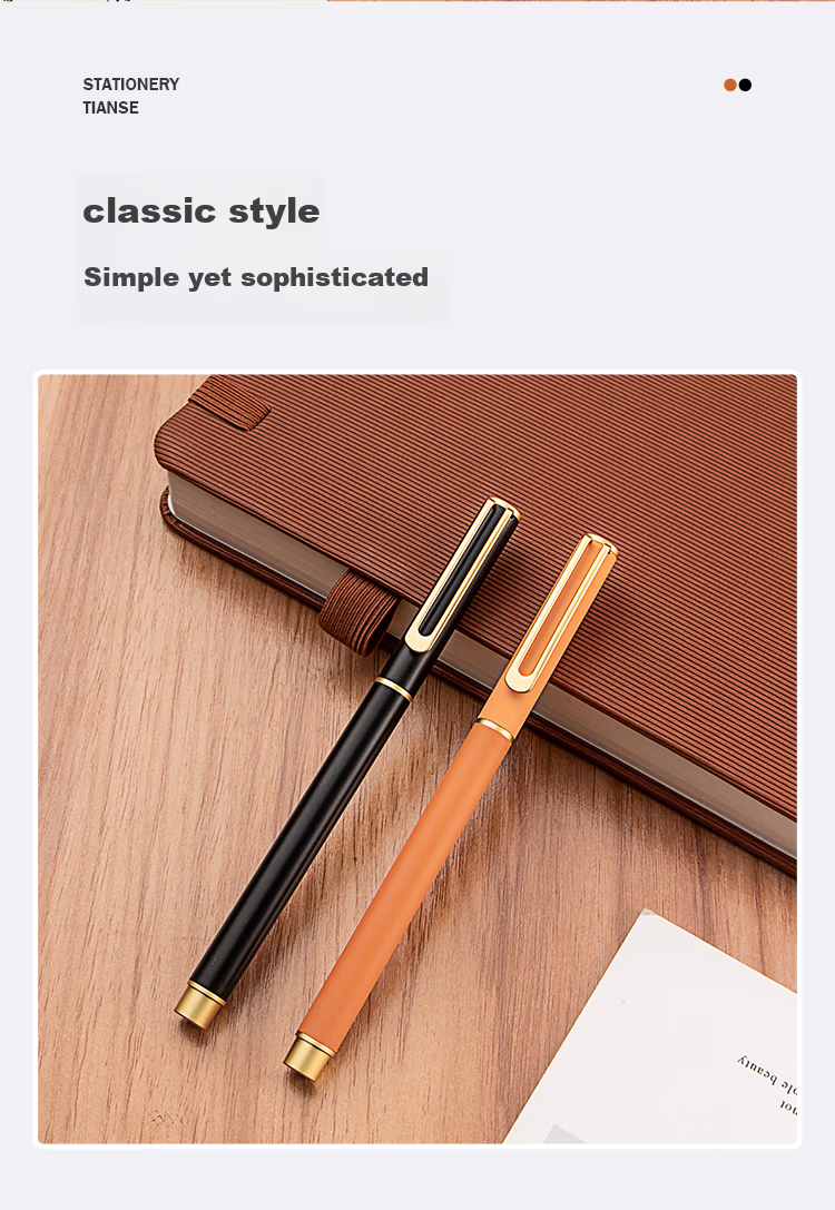TIANSE 0.5mm Signature Pen Metal Gel Pen Stylish Design, Annual Meeting Gift, New Year Gift, Teacher's Day Gift, High-End Heavy-Feel Business Pen with Bullet Tip, TS-1220 Black Barrel Black Ink 2