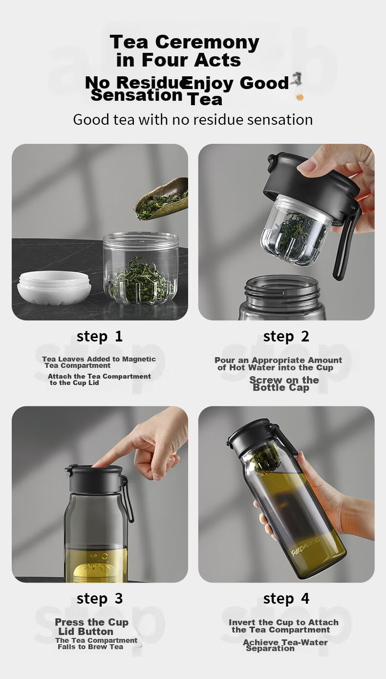 PAKCHOICE Magnetic Tea Infuser Cup, Tea-Water Separation Magnetic Cup, Tritan Large Capacity Tea Infuser Cup, Portable Car Water Bottle 19