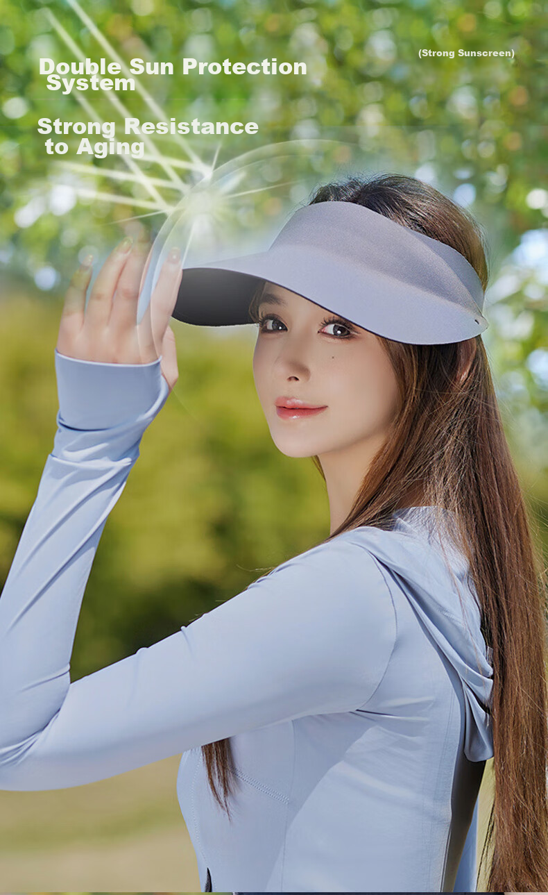 FitonTon Sun Protection Hat for Women, Sun Visor Cap, Summer Egg Roll Hat, Outdoor Running Face-Covering Seamless UV Protection Hat, Open-Top Sun Hat 2