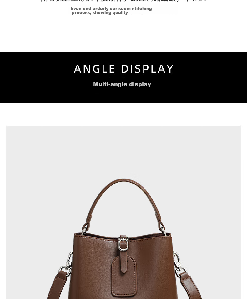 Viney Leather Handbag, Large Capacity Bucket Bag for Women, Tote Bag with Handles And Crossbody Strap, Practical Birthday And Mother's Day Gift for Mom 10