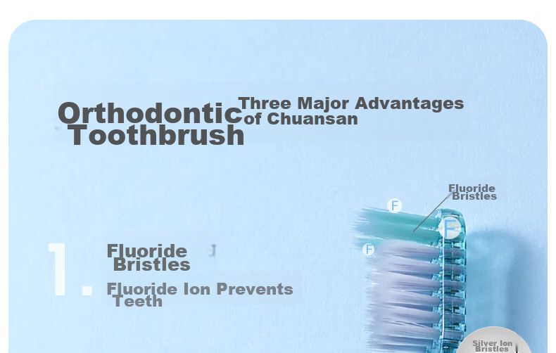 YANDY Orthodontic Toothbrush U-Shaped 3-Pack, Interdental Brush, for Teenagers with Braces, Soft Bristles, Small Head, Portable 9