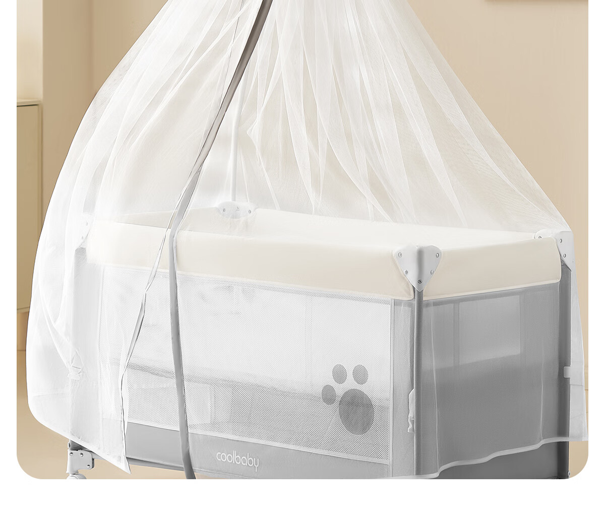 Coolbaby Adjustable Height Portable Multifunctional Foldable Crib for Newborns, Space Walker Gray Upgraded Versio 31