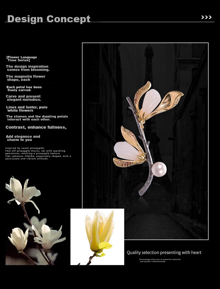 Eternelle French Eternal Magnolia Flower Brooch Accessory, Elegant And Stylish Pin, Collar Button, Corsage, Birthday Gift 2