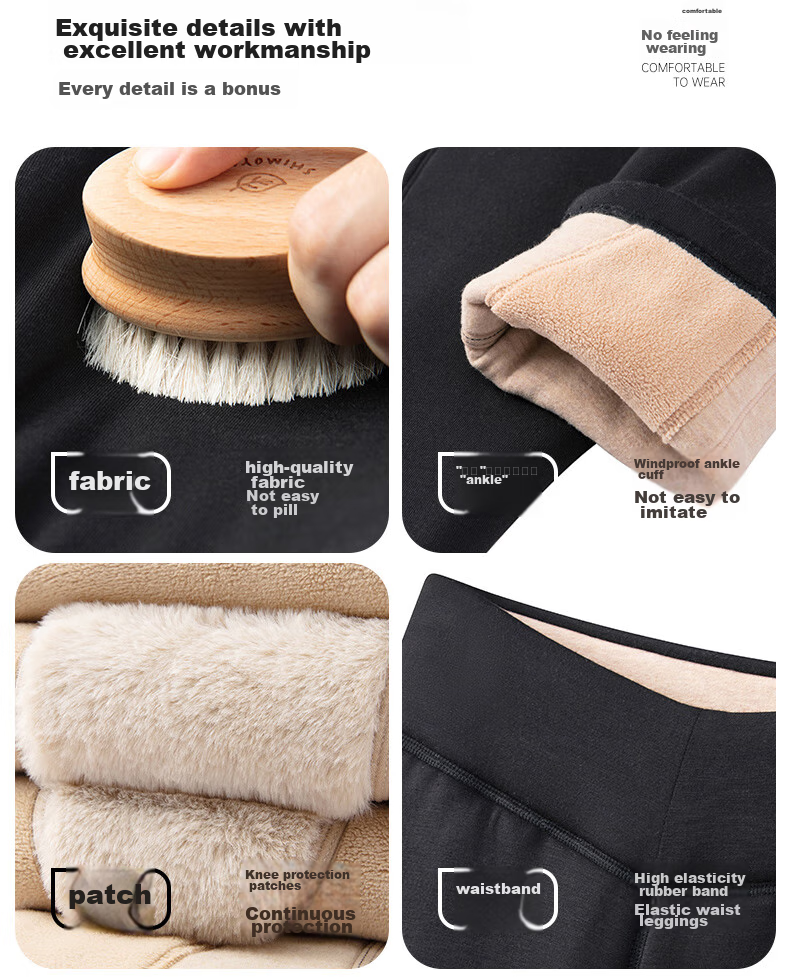 Yiershuang [100% Wool Filling] Women's Thermal Pants, Four-Layer Fleece-Lined Thickened Cotton-Padded Leggings 22