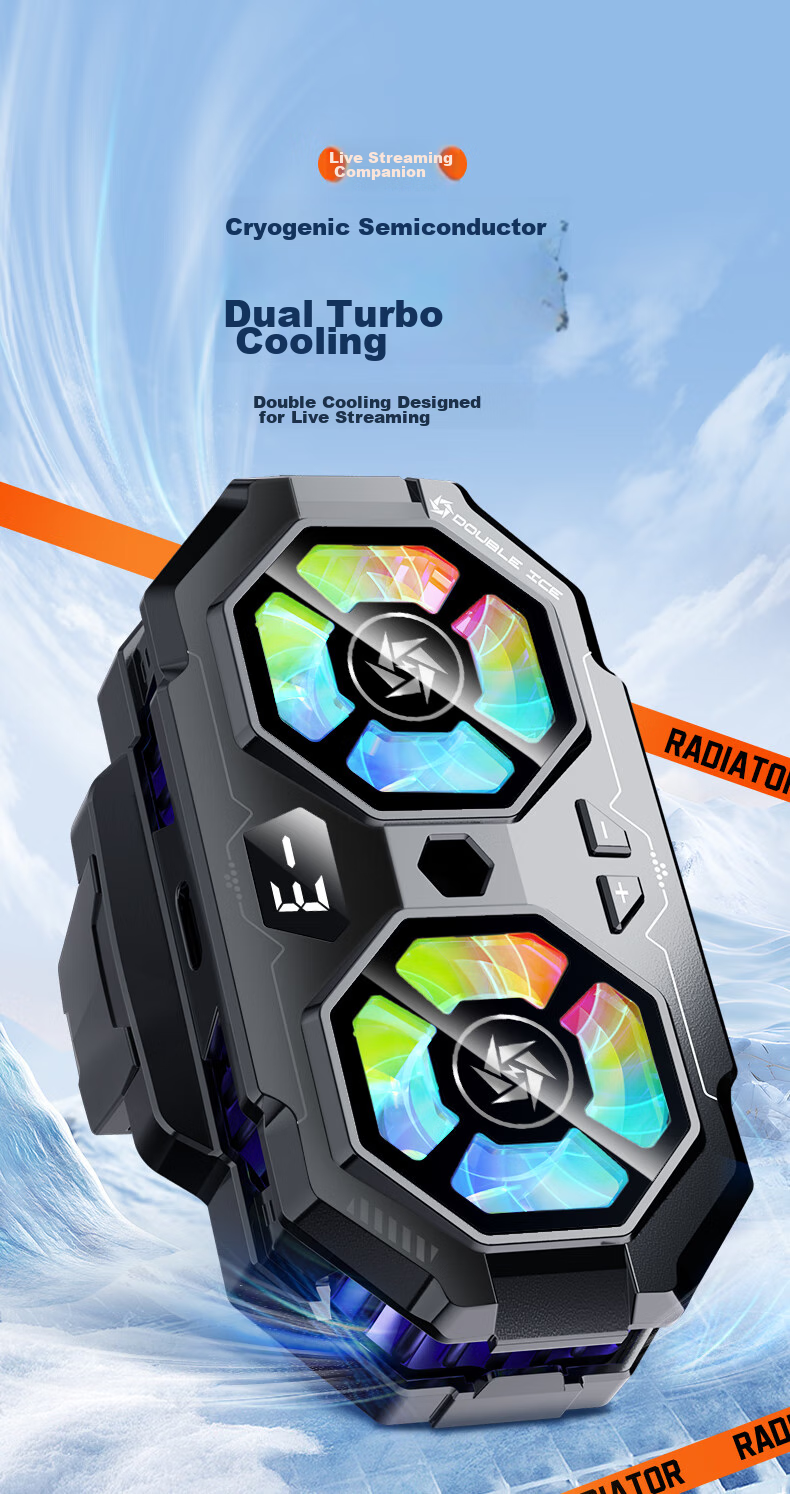 WITGOER [Dual Cooling Pad | with Live Streaming Stand] Phone Cooler, Live Streaming Dedicated Stand, Integrated Semiconductor Back Clip Gaming Cooling Fan, Quiet Fan for Apple And ASUS 1