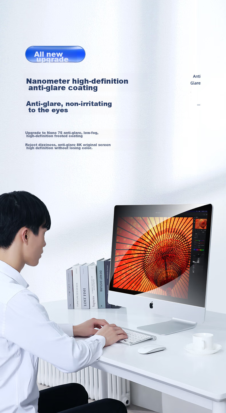Llano [Anti-Glare Eye Protection], Computer Monitor Laptop Anti-Glare Film, Desktop Anti-Blue Light Anti-Radiation Protective Screen, Acrylic Hanging Universal, 23.6/23.8 Inches, 16:9 11