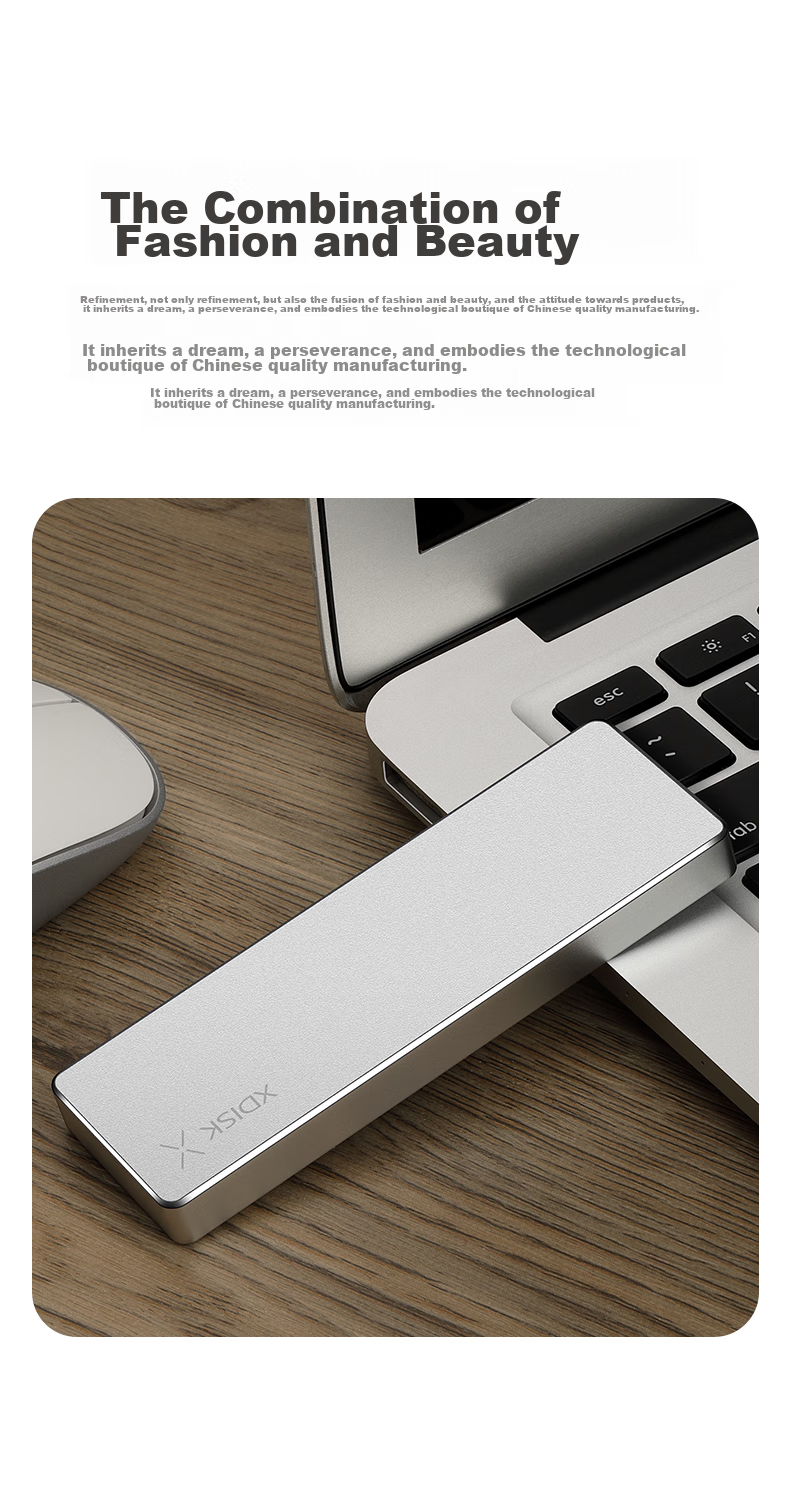 Xiaopan (XDISK) 128GB USB3.2 Portable Solid State Drive (PSSD) M Series Type-C Silver Ultra-Thin Fashionable Direct Phone Connection Data Backup Compatible with MAC 7