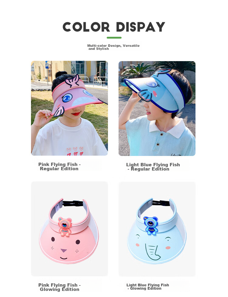 GLO-STORY Solar Fan Hat, Children's Sun Protection Cap, Outdoor Beach UV-Resistant Sun Hat 7