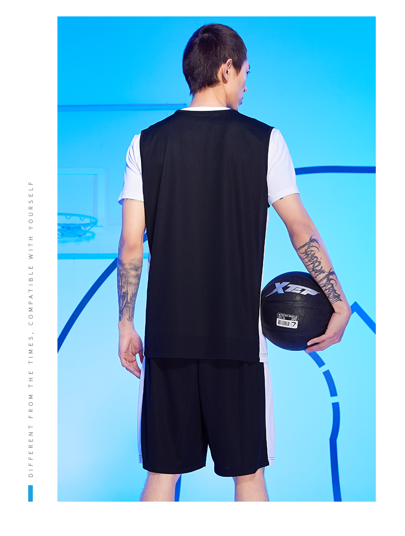 XTEP Professional Basketball Competition Uniform, Summer Quick-Dry Breathable T-Shirt And Shorts Set, Fitness Running Versatile Sportswear 5