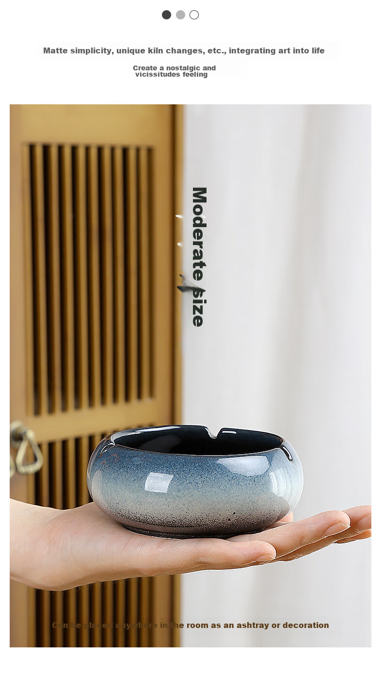 Bangushan Ashtray for Living Room And Office, Anti-Flying Ash, Father's Ashtray, Light Luxury Nordic Gradient Blue And White Ashtray 8
