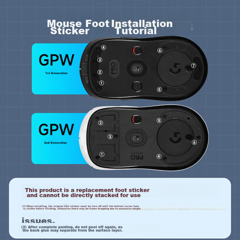 Jemdo Compatible with GpW Logitech Mouse Pad Sticker, Anti-Slip Gaming Mouse Pad, Smooth And Wear-Resistant, [Second Generation Foot Pad] 6