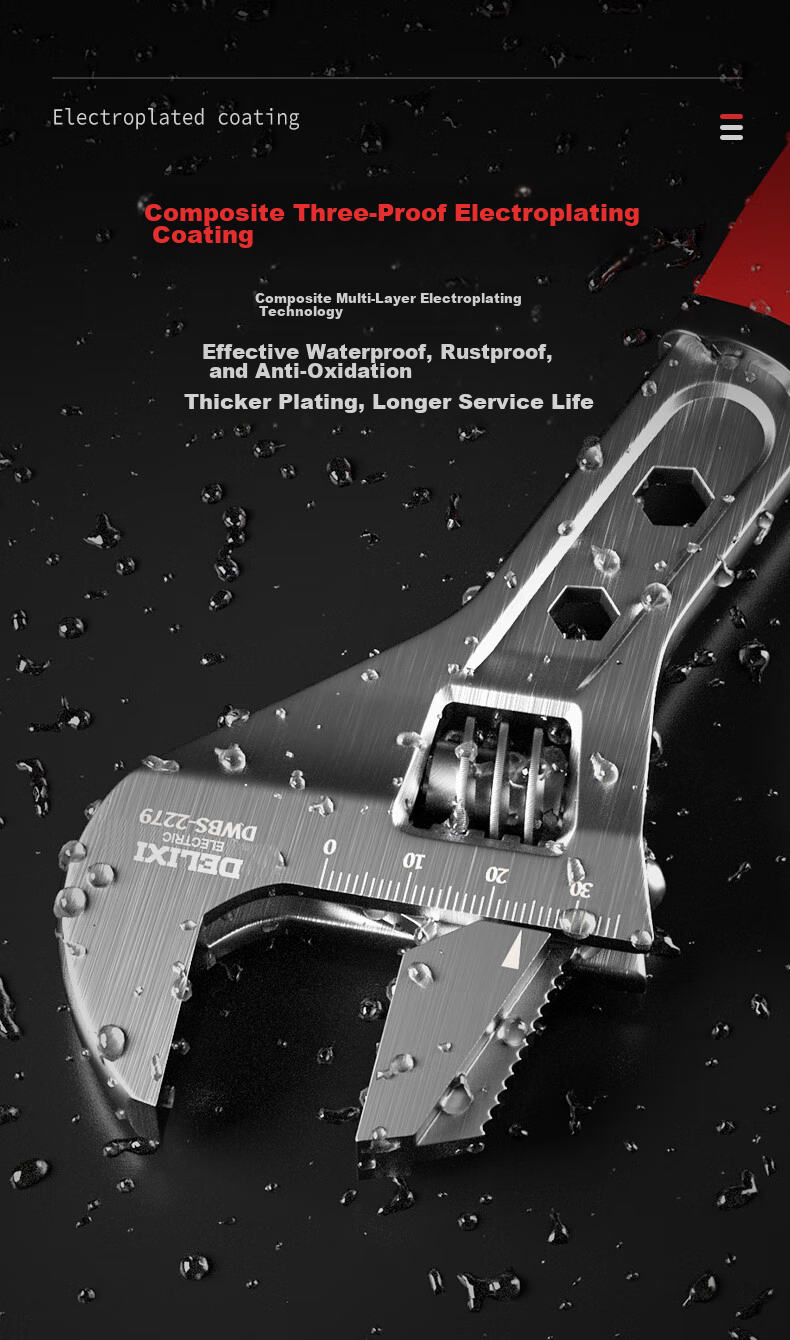 DELIXI Adjustable Wrench Tool Set, Versatile Multi-Functional Wide-Mouth Spanner Kit 3