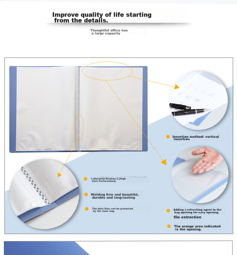 Deli A4/20-Page Document Folder, Loose-Leaf Organizer, File Holder, Sheet Protectors, Student Exam Paper Storage Pouches, Certificate Collection Folder, Pregnancy Check-Up Organizer, Office File Protector 5002 6