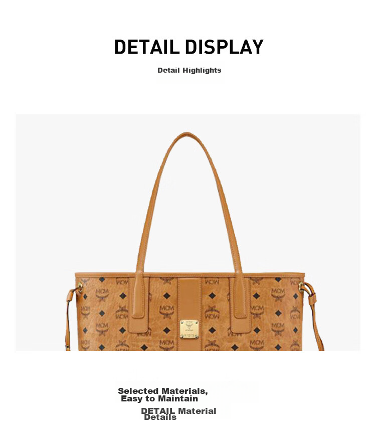 MCM LIZ Medium Tote Bag, Reversible Parent-Child Bag, Handheld Shopping Bag, Cognac Color Gift 5