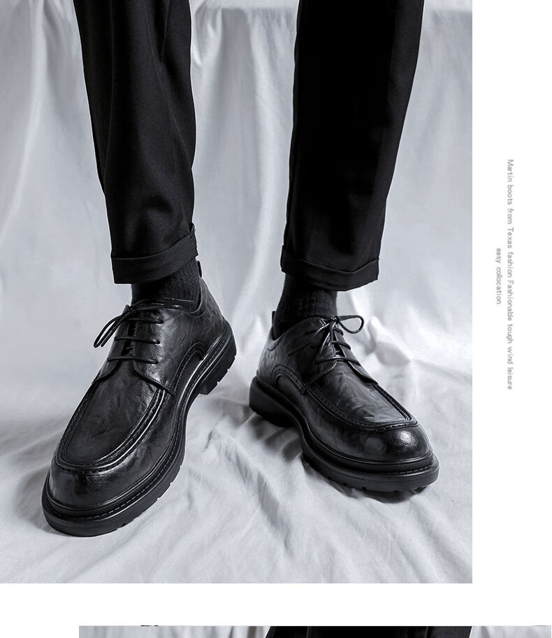 California Bull Men's Leather Shoes Business Casual Spring Summer British Style Soft Sole Loafers Fashion Wedding Shoes Black Size 40 8