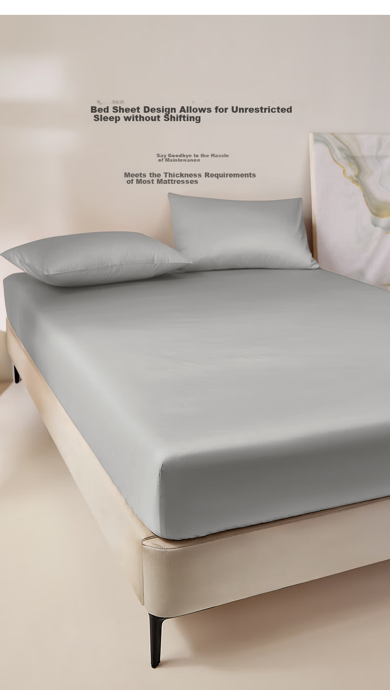 LUOLAI Home Textiles 120 Thread Count Pure Cotton Fitted Sheet Single Piece, Gray 150*200*28 11