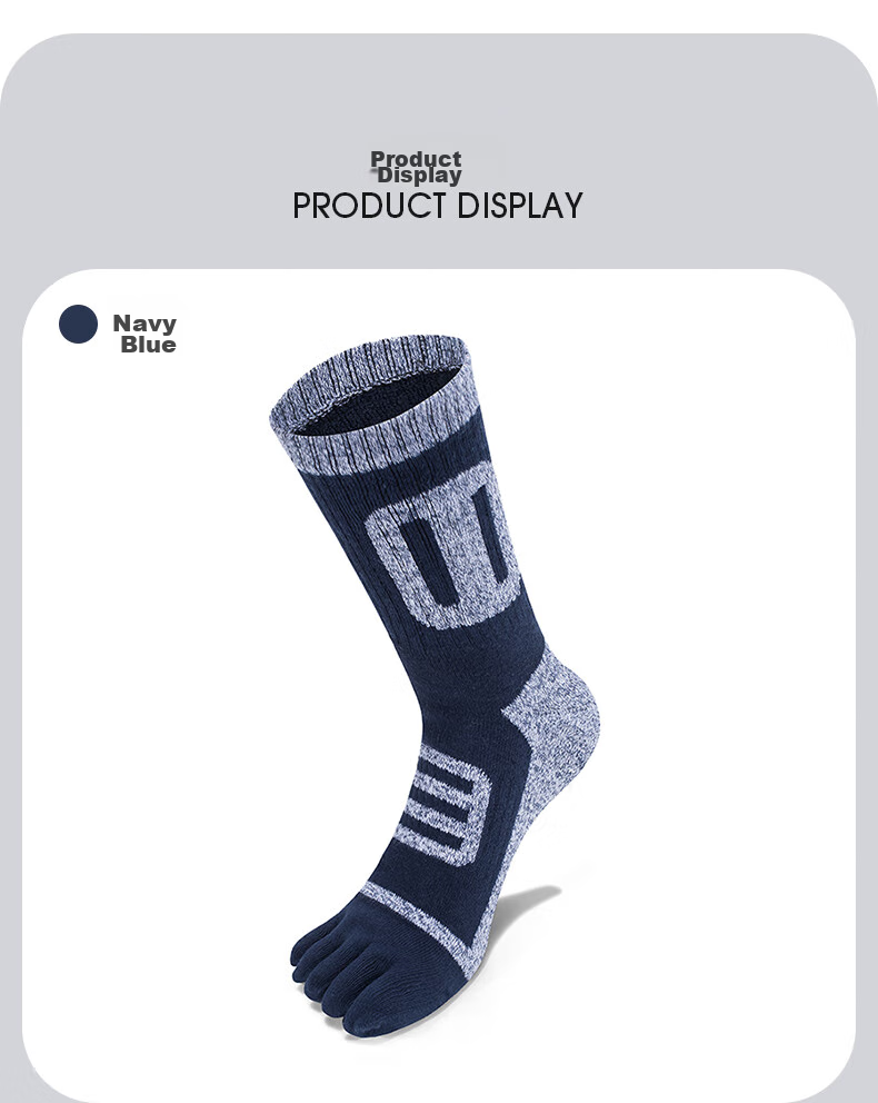 TFO Competition-Grade Outdoor Five-Toe Socks, Terry Socks, Hiking Sports Breathable Toe Socks 2202361 Men's Dark Gray 11