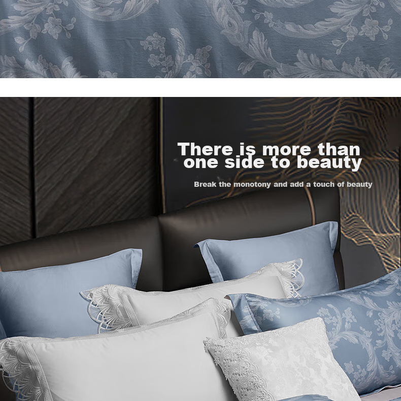BEYOND Home Textiles, 140-Count Xinjiang Long-Staple Cotton Four-Piece Luxury Light Luxury Pure Cotton Bedding Set, Manryia 180cm Home Living Room 15