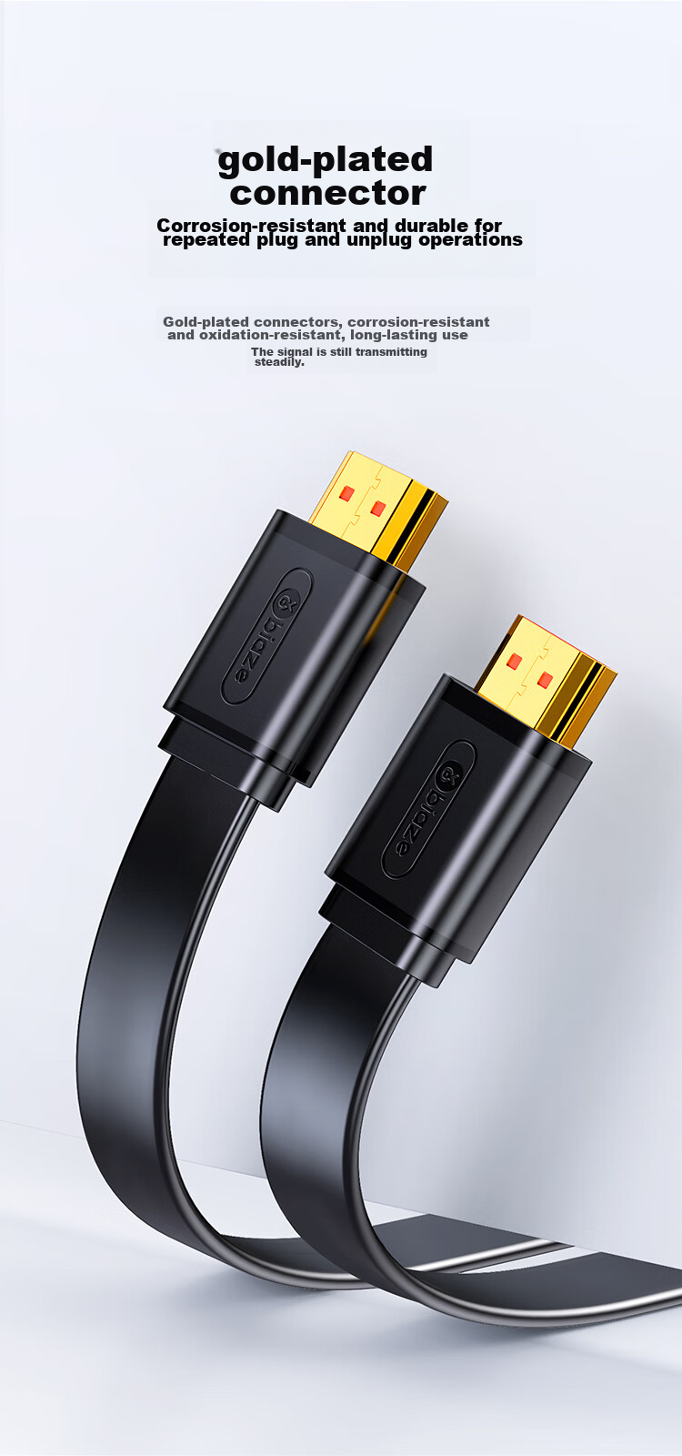 BIAZE HDMI Cable Version 2.0 Flat Cable 0.5 Meter, 4K High-Definition Digital Conversion Cable, for Connecting Laptop, Set-Top Box to TV, Monitor, Projector 9