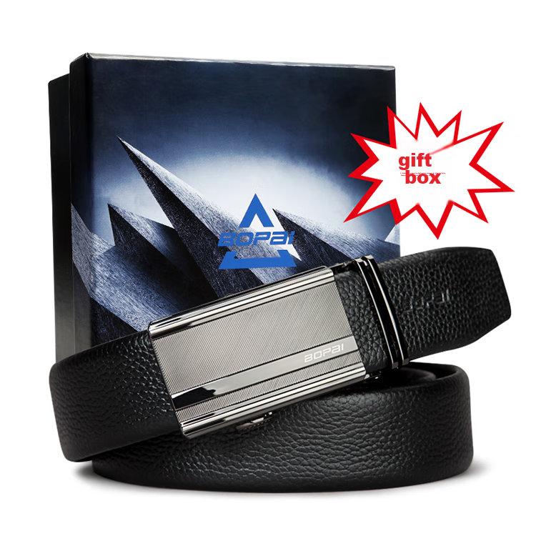 Bopai Genuine Leather Men's Belt with Automatic Buckle, Top-Grain Cowhide Waistband, Business Gift for Me 12