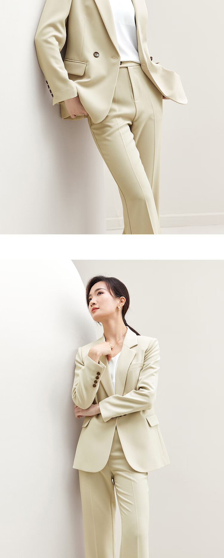 Sentubila Women's Professional Commuter Suit Set Spring Autumn Wrinkle-Resistant Non-Iron Blazer and Pants Two-Piece Interview Business Suit 22