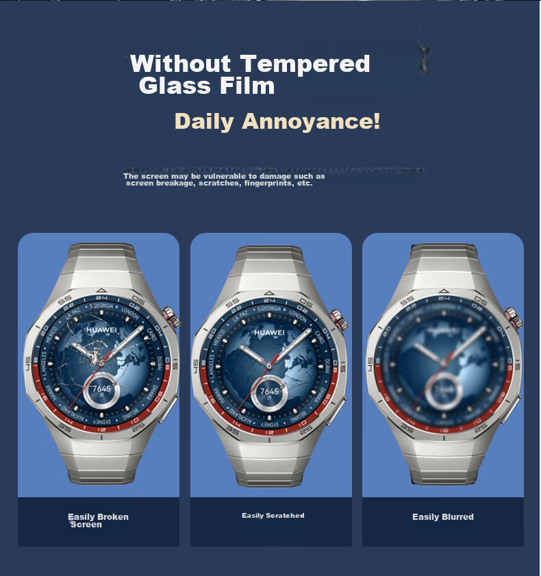 LANGLING [2 Pieces - 42MM] Screen Protector for Huawei Watch GT5Pro, Tempered Glass Film for Full Screen, Shatterproof, Scratch-Resistant, Wear-Resistant Front Film 9