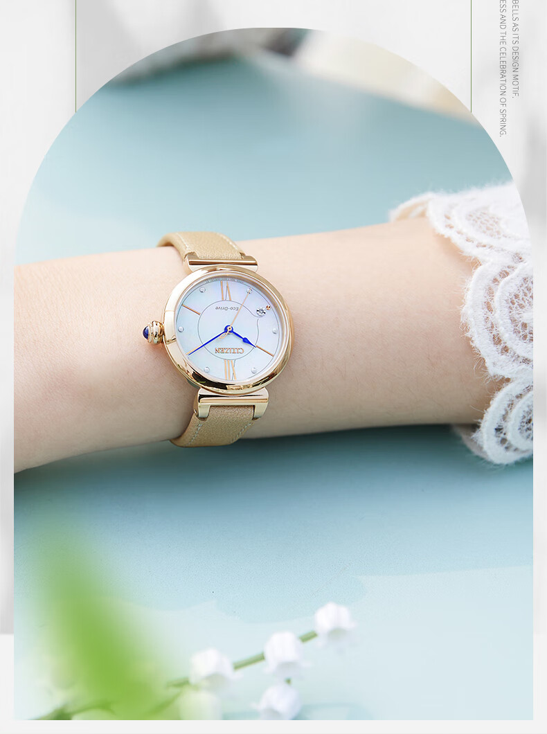 CITIZEN Watch for Women, Japanese And Korean Style, Eco-Drive, Mother-Of Dial, Exquisite Steel Band, Fashionable Gift for Girlfriend, EM1074-82D 9