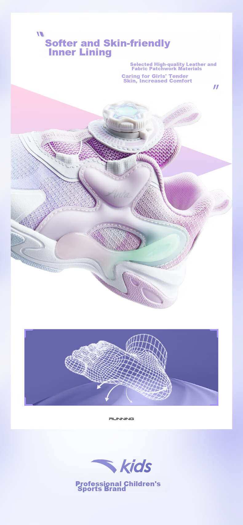 Anta Kids Sports Shoes Girls Toddler 2026 Summer Mesh Breathable Butterfly Wing Casual Shoes 322629922 20