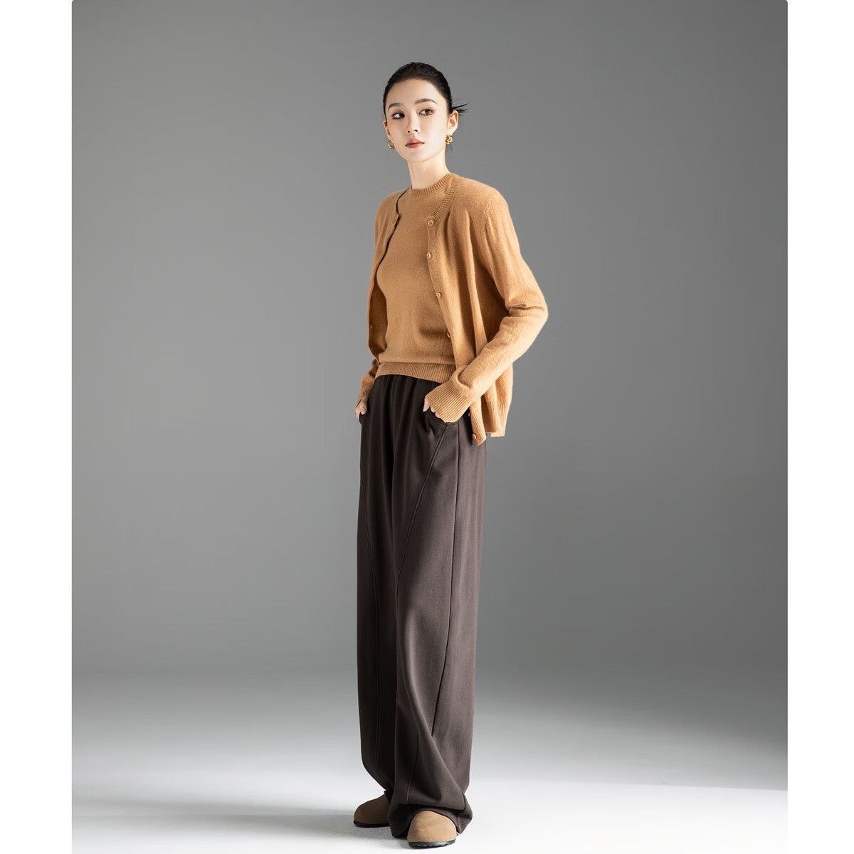Dme [Zizai Weitui] High-Waisted Loose Wide-Leg Cropped Pants for Women, Spring And Autumn Best-Selling Style, Washed Casual Long Trousers