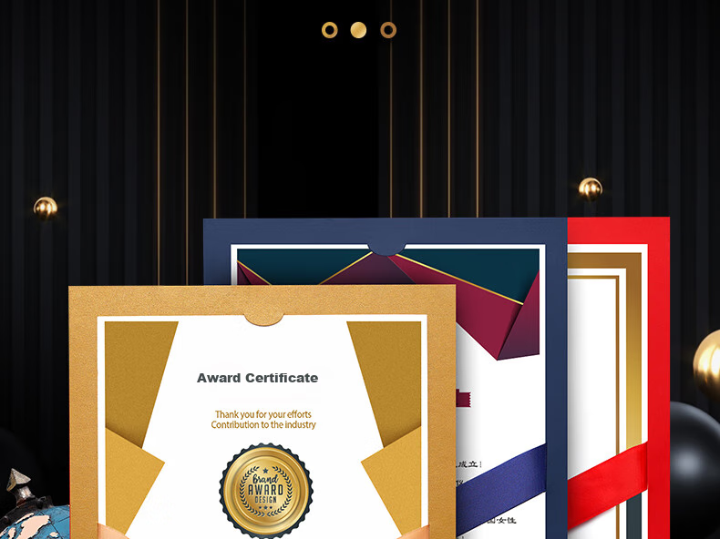 Weiji A4 Horizontal Ribbon Knot Honor Certificate, Appointment Letter, Graduation Certificate Cover, Customized European-Style Certificate, Award Certificate, Document Frame, Certificate Set, Wine Red, 406H-WRD/5 22