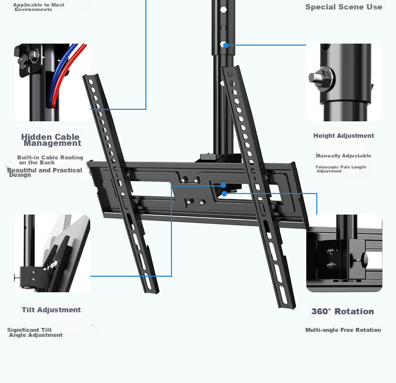 Beishi TV Mount (32-65 Inches), TV Ceiling Mount, 360° Rotation, Extendable Ceiling Bracket, TV Stand, Universal Mount for Multiple Brands 5